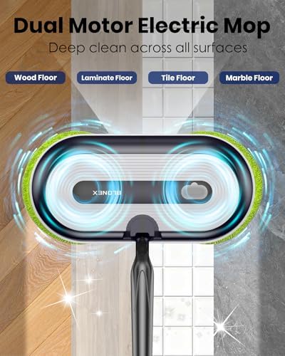 Cordless Electric Mop, Electric Spin Floor Mop with LED Headlights & Water Sprayer, Long-Lasting Battery, Large 290ml Tank, Self-Propelled Floor Cleaner with Adjustable Tube for All Floors