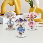 Genérico Floral Decorations - 2D Acrylic Flat Table Figures with 360 Degrees, 3 Artificial Flowers | for Wedding Spring Mother's Day Dining Room Birthday Office
