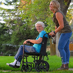 ProBasics Aluminum Transport Chair, Black - Lightweight Folding Companion Chair with 12” Rear Wheels, 19” Seat, Swing-Away Footrests, and Padded Armrests - Supports up to 300 lbs., 20 lb. Frame