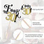 1 PCS Happy 30th Birthday Cake Topper Glitter Thirty Funny I'm 30 Cake Pick Cheers to 30 Years Birthday Cake Decoration for Men Women Happy 30th Birthday Party Cake Decorations Supplies Gold