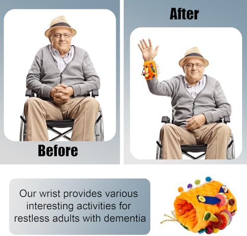 Fidget Blanket for Adult with Dementia Sensory Toys for Alzheimer Patients Anxiety Relief Autistic Dementia Sensory Arm Pillow Fidget Wrist Cuff Dementia Activities for Seniors (Orange)