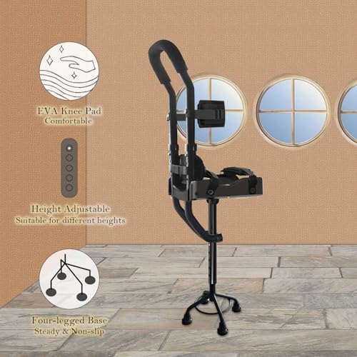 Knee Crutches, Hands Free Crutch, Adjustable Height Walker for Foot Injuries, Sprains, and Recovery, Non-Slip