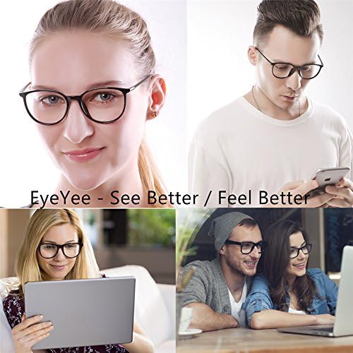 Big Round Computer Blue Light Blocking Glasses - Clear Lens Reading Glasses for Women Men Anti Eye Strain & UV Glare