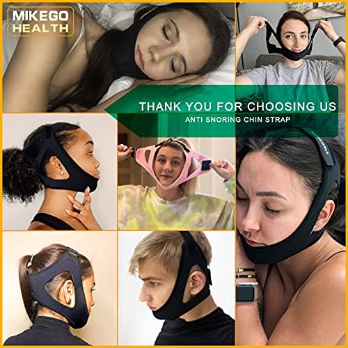 Adjustable Chin Strap for CPAP Users - Chin Strap for Snoring Face Mask Bandage Keeping Mouth Closed - No Dry Mouth Nasal Breathing Anti Snoring for Women and Men (Black)