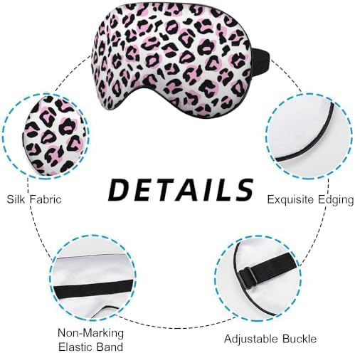 Leopard Eye Mask Sleeping Mask Pink Black Leopard Print Animal Sleep Masks Silky Soft Eye Cover for Women Men Shading Blindfold for Air Travel Sleeping