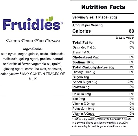 Fruidles Large Fried Egg Gummy Omelet Candy, Delicious Fruit Flavors Gummies (Half-Pound)