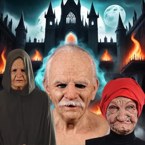Latex Old Man Mask Halloween Realistic Human Full Head Mask for Halloween Carnival Costume Party