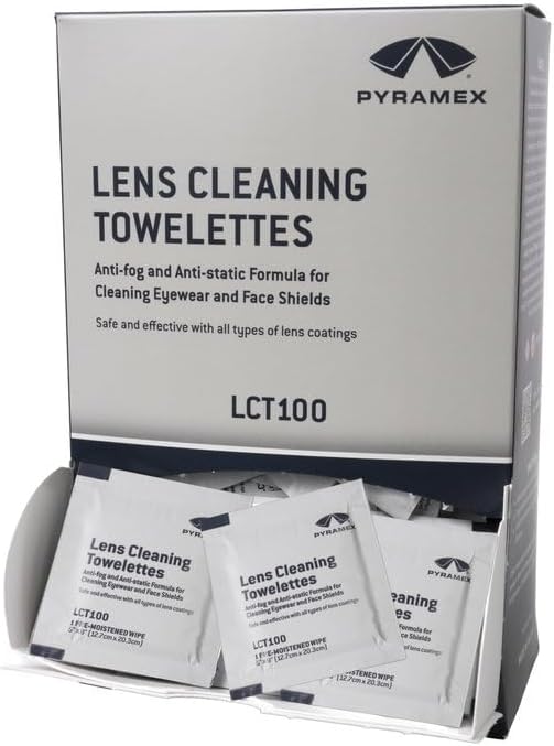 Pyramex Safety Individually Packaged Lens Cleaning Towelettes, No Streaks, 100 Piece