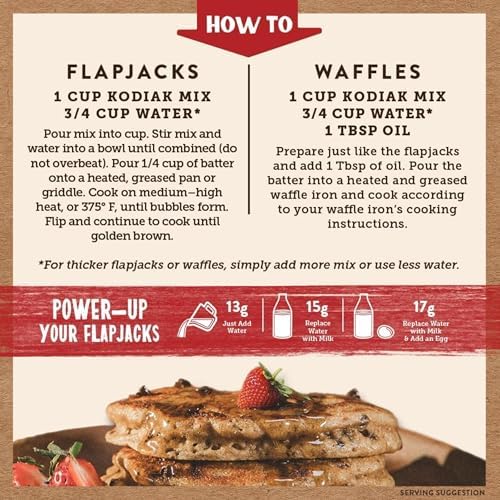Kodiak Cakes Power Cakes, Pancake & Waffle Mix, Chocolate Chip, High Protein,100% Whole Grains (Pack of 6)