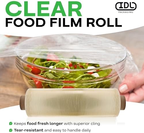 IDL Packaging 12" x 2000' Food Film Refill Roll for WP-179D WrapMaster Dispenser 12" Width – Clear Plastic Wrap for Food, BPA Free – Trusted Cling Wrap Roll for Packing and Storing Food