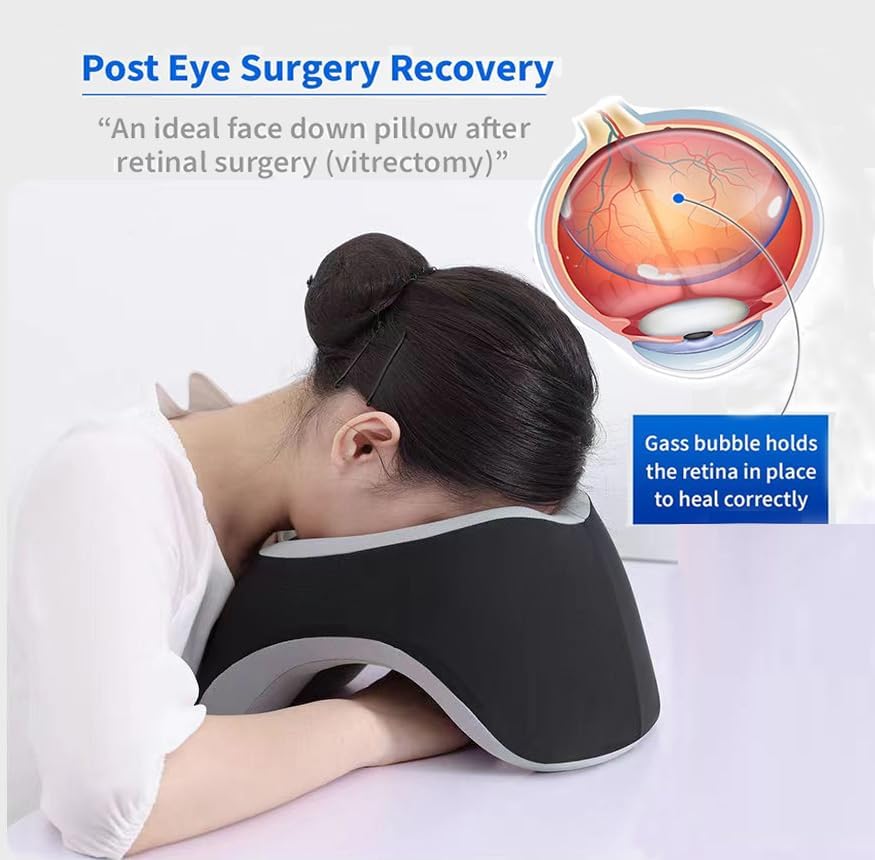 Fcare Breathe Easy Face Down Pillow, Desk Napping Pillow, Travel Head Neck Pillow, Best for Prone Face-Down Resting, or Contoured Post-Eye Surgery Support, for Sleeping,Airplanes, Car, Office,