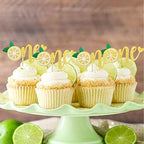 24 PCS Lemon One Cupcake Toppers Glitter Fruit Lemonade First Birthday Cupcake Picks for Lemon Theme Baby Shower 1st Birthday Party Cake Decorations Supplies Gold