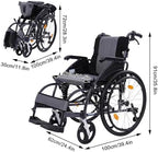 Aluminum Multifunctional Manual Wheelchair, Wheelchairs for Adults with Anti-tippers,Foldable Portable Self-propelled Wheelchair,440-Ib Weight Capacity