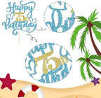 1 PCS Happy 75th Birthday Cake Topper, Blue Glitter Cheers to 75 Years Birthday Cake Pick 75 Fabulous Cake Decoration for 75th Birthday/Anniversary Party Cake Decorations Supplies