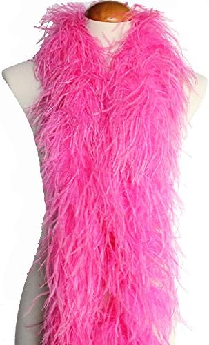 4ply Ostrich Feather Boas, Over 20 Colors to Pick Up (Hot Pink)