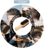 ZJchao Double Sided Beard Brush, Mustache Brush Double Sided Men's Brush Hair Brushes Facial Brush for Beard Care Bristle Nylon Mustache Comb with Wooden Handle Beard Grooming