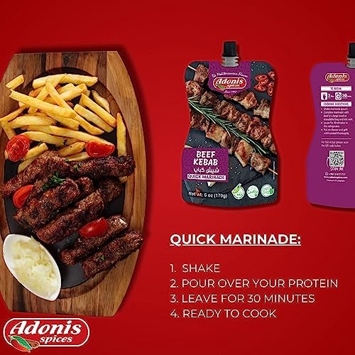 Adonis - Beef Kebab Quick Marinade, 6 oz (170g), Ready to Use Liquid Seasoning Marinade
