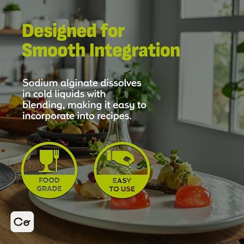 Coolinario Sodium Alginate Powder (2 Oz) Premium Thickener & Gelling Agent for Sauces, Desserts & Molecular Gastronomy | Ideal for Spherification & Texture Enhancement | Food Grade