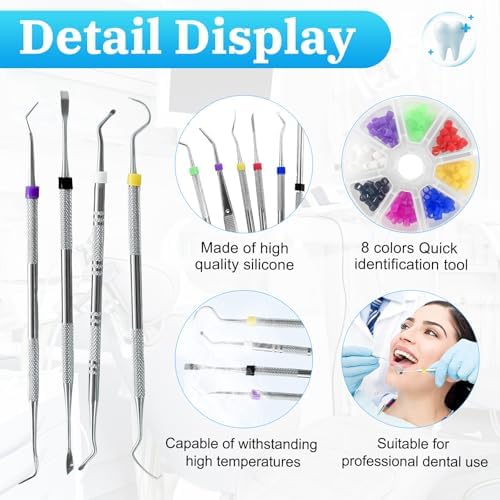 160 Pcs Dental Code Rings, 6mm Silicone Non-Toxic Orthodontic Rings Accessory, 8 Vibrant Colors, Autoclavable Instrument Identification System for Dental Clinics