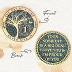 LParkin 1 Year Sobriety Coin, Tree of Life Recovery Coin, AA Recovery Medallion, Anniversary Token Sobriety Gifts, Alcoholics Anonymous Medallion