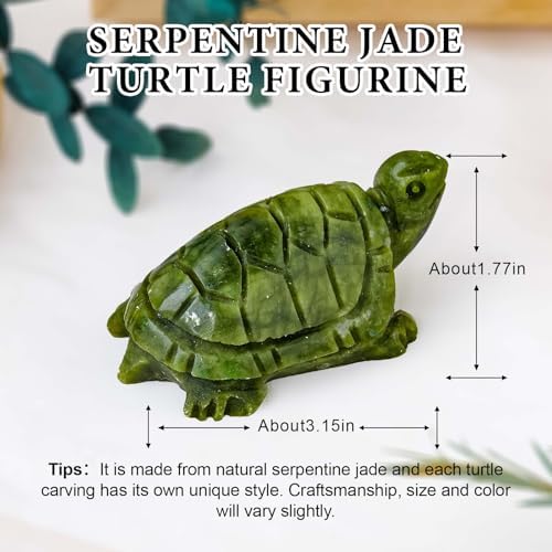 Natural Crystal Turtle Statue Rough Stone Jade Wealth-Attracting Ornament Crystal Handicraft Table Decoration Ornament (Jade Turtle Large)