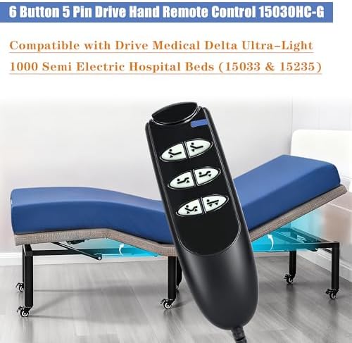 6 Button 5 Pin Remote Hand Control Handset for Electric Hospital Beds Model 15030 and Drive Medical Delta Ultra Light 1000 Semi