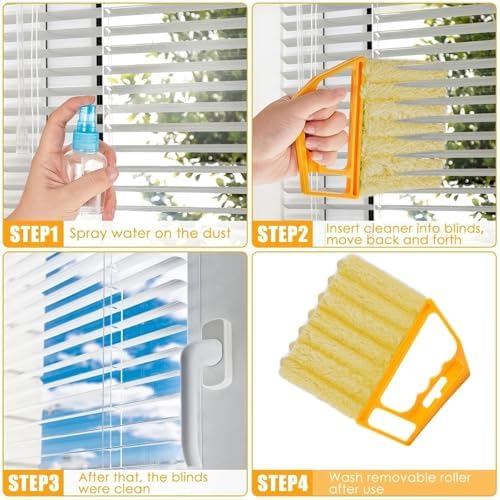 Washable Blind Cleaner Duster Tool, Removable Shutter Cleaner Brush with 7 Slat, Handheld Brush for Air Conditioner Blinds Dust Dirt