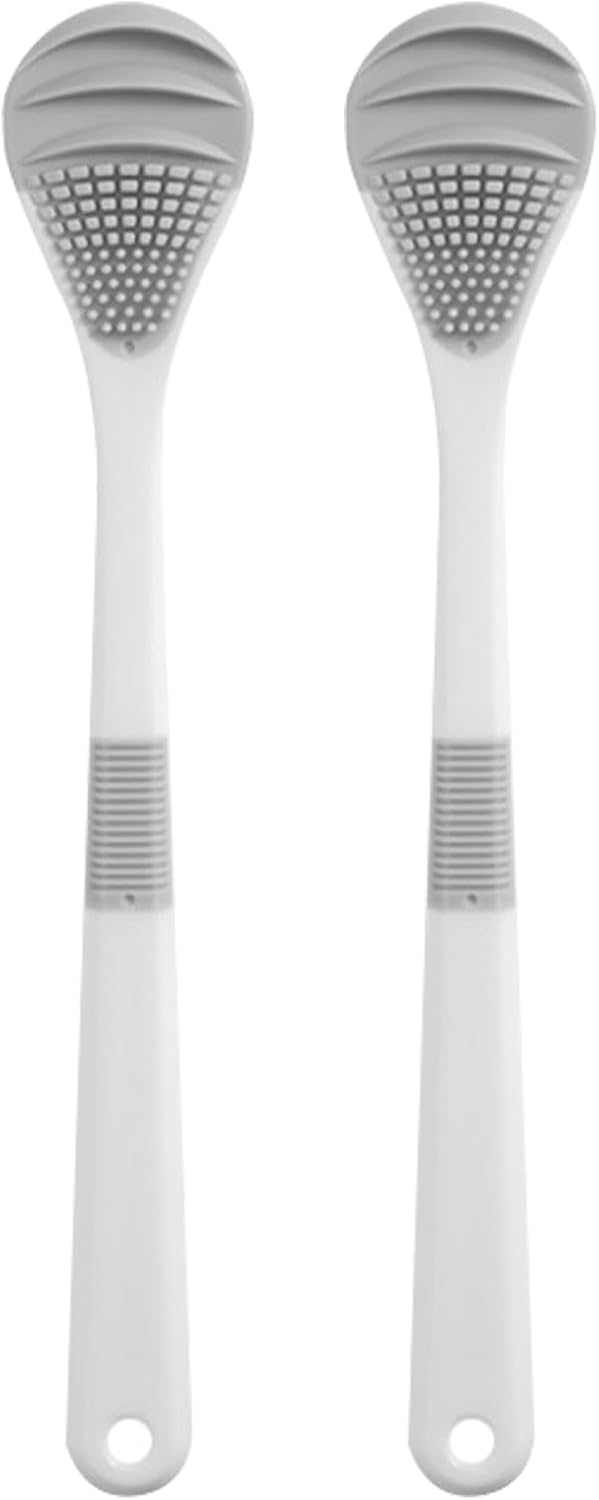 YUHANG 2 Pack Tongue Scraper,Tongue Cleaner,PP+TPR,with Hanging Rack for Adults and Children - Reduces Bad Breath and Freshens Breath (White)