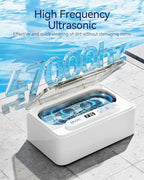 Phniti Ultrasonic Jewelry Cleaner, 47kHz Professional Ultrasonic Retainer Cleaner Machine for Dental Cleaning Three Cleaning Modes, Mouth Guard, Watch, Ring, Diamond, White