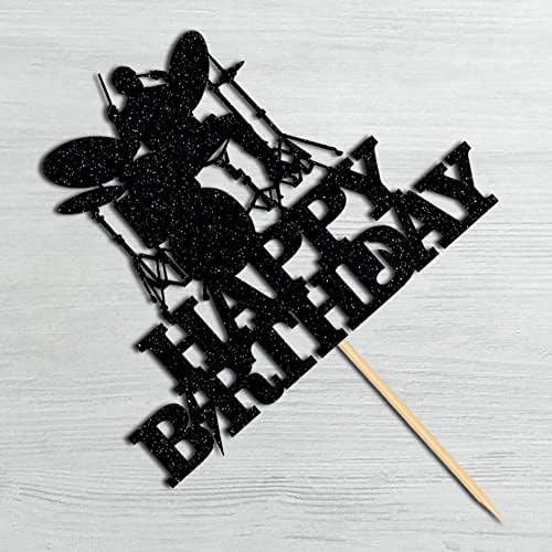 Drum kit Happy Birthday Cake Topper-Drum Set Cake Topper for Music Theme Party for Rock Roll Drummer Party Decor