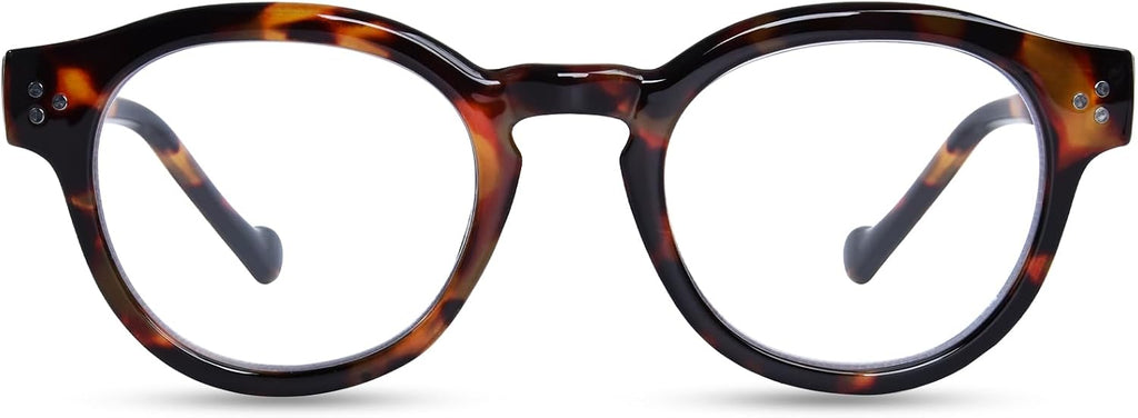 Reading Glasses for Women Men Retro Round Frame Blue Light Blocking Readers Computer Glasses with Spring Hinges