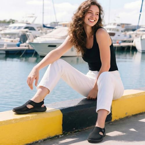 XIHALOOK Womens Flat Sandals Closed Toe Summer Breathable Mesh Sandals for Beach Travel Casual Walking Shoes Zero Drop Wide Barefoot Shoes