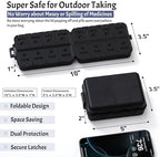 Foldable & Portable Pill Organizer 2 Times A Day with Extra Compartments - Etched Labels - Weekly 7 Day AM PM Medicine Box, Week Daily Travel Pill Case Holder Dispenser for Vitamin, Supplement - Black