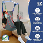 Universal Full Body Patient Lift Sling, Mesh U-Shape Transfer Sling for Toileting & Showering, Divided Leg Design, Compatible with Most Patient Hoist Lifts, 500 lb Capacity (Large)