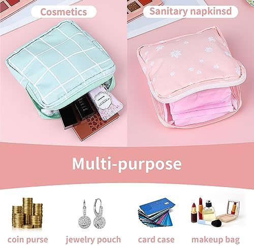 TIESOME 3Pcs Sanitary Napkin Storage Pouch, Cotton Menstrual Cup Holder, Portable Period Kit Bag for Women & Teen Girls