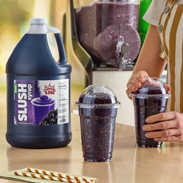 Grape Slushy Mix 1 Gallon Concentrate – Frozen Drink Syrup for Slushie Machine, Granita Maker & Snow Cone Machine – 5:1 Commercial Beverage Mix – Shaved Ice Flavoring – 48 Servings – Gluten Free – Made in USA