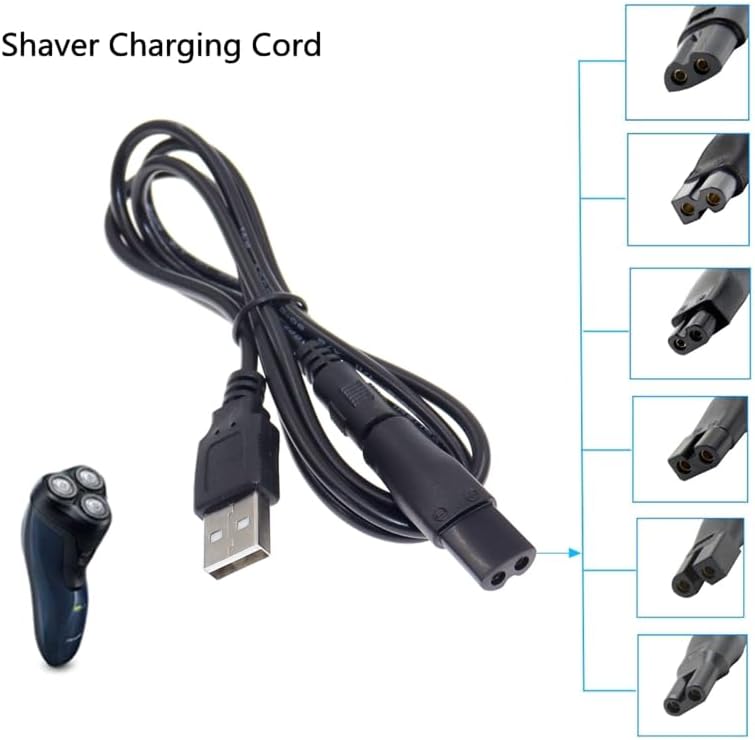Universal Cable for Hair Trimmers with DC Connector, USB Adapter, Charging Heads, Power Cable, Shaver Charger, and Inverter for shavers, air purifiers, Table Lamps and Other Equipment.