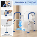 Loyoda Foldable Toilet Safety Rails for Seniors - Adjustable Toilet Safety Frame & Toilet Handles for Elderly & Disabled, Fits Most Toilets, 350lb Capacity, Blue