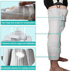 Three-Panel Knee Immobilizer & Knee Stabilizer - Leg Support Splint for Knee Pre-and Postoperative Injuries & Instabilities - Straight Leg Brace with Shoulder Strap to Prevent Sliding (21")