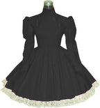 Plus Size Bridesmaid Dress Long Sleeve Maid Dress Cute Cosplay Costumes Vinyl Dresses Candy Color Lace 7XL Women Dresses,Black,XXXL
