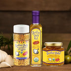 Garlic Gold Extra Virgin Olive Oil Infused with Garlic, Premium Certified USDA Organic, Low FODMAP, Cold Pressed (8.44 Fl Oz)