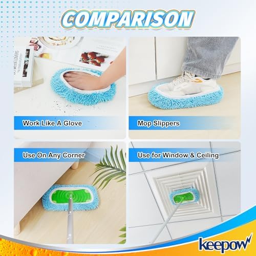 KEEPOW Reusable Dry Sweeping Cloths Microfiber Wet Pads Compatible with Swiffer Sweeper Mop and Sweep & Mop Deluxe, Replacement Mopping Pad Refills for Hardwood Floor Cleaning (2 Pack)