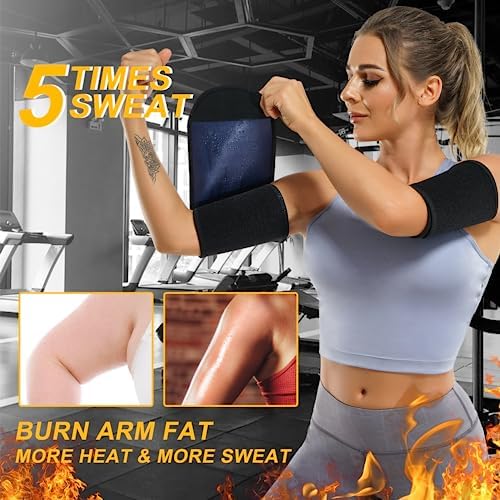 Wonderience Arm Trimmers for Women Pair Sauna Sweat Arm Shaper Bands Adjustable Arm Trainer Toner Sleeves for Sports Workout