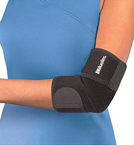 Mueller Medicine Adjustable Neoprene Elbow Support Brace One Size Black (2-Pack)