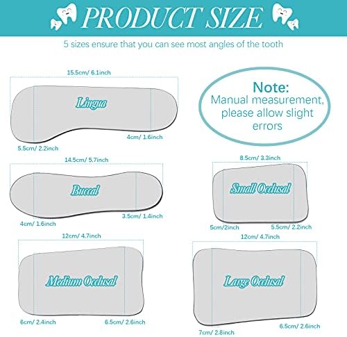 5 Pieces Dental Mirror for Teeth Intraoral Photography Mouth Mirror Occlusal Buccal Reflector with 5 Bags 2 Sided Dental Plated Glass Intraoral Photo Glass Oral Inspection Kit for Clinic Dentist Home