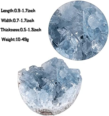 mookaitedecor Natural Celestite Crystal Geode Cluster Irregular Mineral Specimen Stone for Crystals Healing Reiki Home Decoration(10-49g)