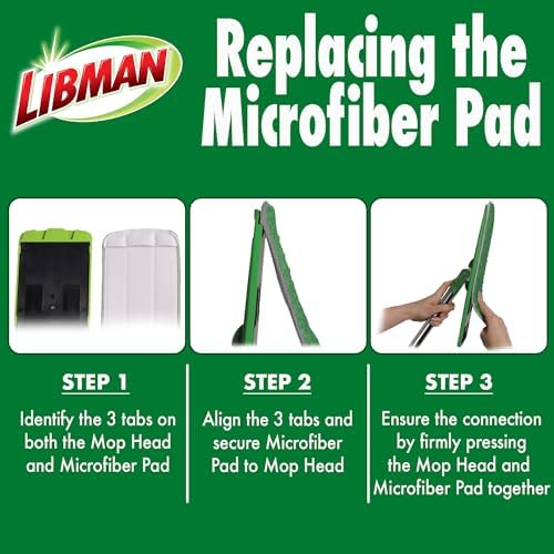Libman Rinse 'n Wring Mop and Bucket System Refills | Microfiber Floor Mop | Hardwood Floor Cleaner | Wet & Dry Mop | 6 Total Microfiber Refill Pads