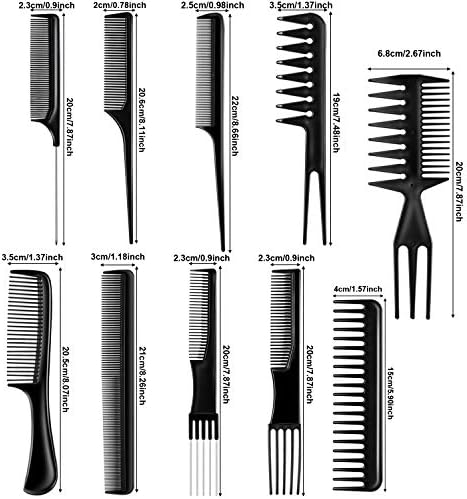 12 Pieces Hair Brush Comb Set Paddle Detangling Hairbrush Massage Roller Black Styling Hair Comb for Women Men Wet Dry Curly Straight Hair