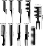 12 Pieces Hair Brush Comb Set Paddle Detangling Hairbrush Massage Roller Black Styling Hair Comb for Women Men Wet Dry Curly Straight Hair