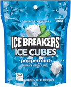 ICE BREAKERS Ice Cubes Peppermint Sugar Free Chewing Gum Pouch, 8.11 oz (100 Pieces)